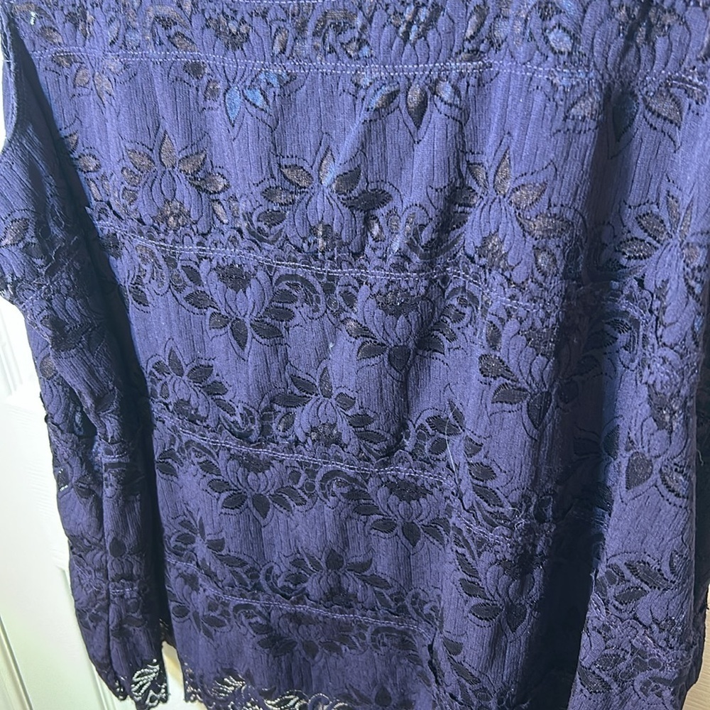 Pennington‘s purple scalloped lace sleeveless nylon top size 4X - Picture 4 of 6